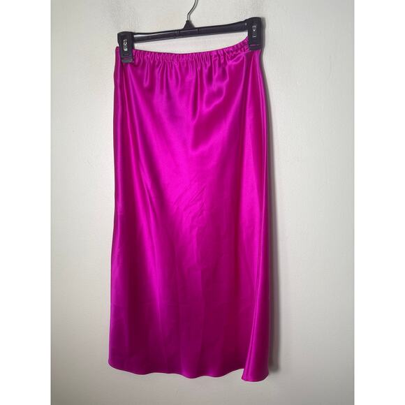 Michelle Farmer Pink Satin Charmeuse Midi Skirt Sz 6 - Picture 3 of 3